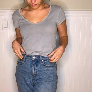 Basic Grey Blue baby tee Veck